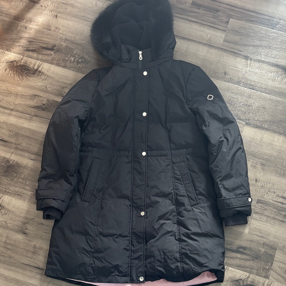 Kate Spade Black Hooded Puffer Parka